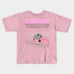 Yeehaw Pink Frog Wearing Cowboy Hat Kids T-Shirt